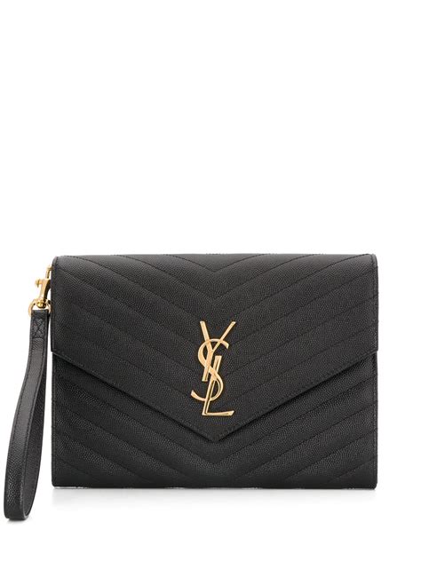 ysl monogram clutch wristlet|farfetch ysl clutch.